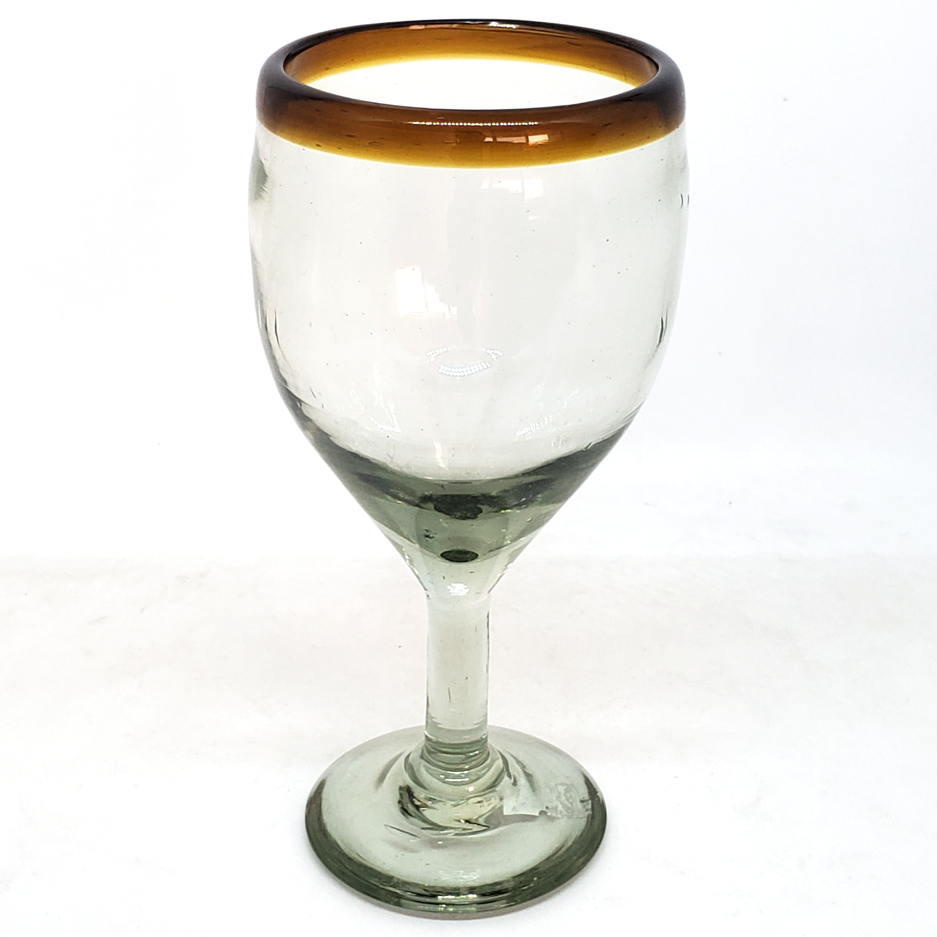 MEXICAN GLASSWARE / Amber Rim 13 oz Wine Glasses (set of 6)